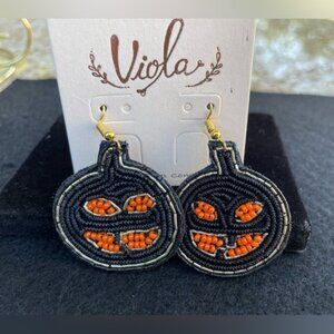 Pumpkin Jack-o’-lantern Earrings. NWT